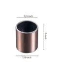 Oilless self lubricating bronze bushing, 3/4 inch bore, 7/8 inch outer diameter, 1 inch long, for heavy duty machinery.