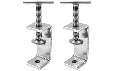 Two QWORK 304 stainless steel C-clamps (Tiger Clamp), 2-pack, heavy-duty hand-twist clamps.