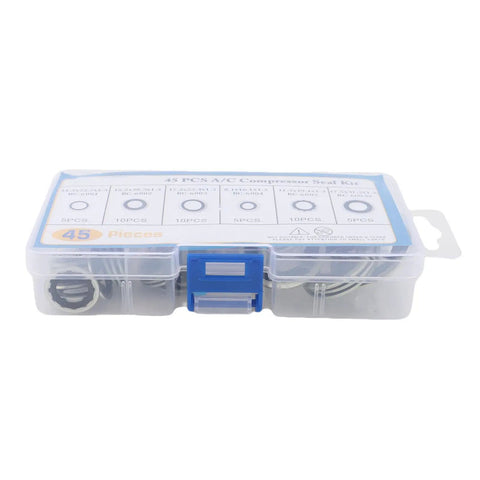 45 Piece Pro Grade AC Compressor Gasket Kit With Six Sizes Automotive Air Conditioning Port Seal Washer Set box view