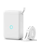 Straight Up Gotta Have This Compact Bluetooth Label Maker, Thermal Printing Means Zero Messy Ink, No Sweat Organization For Shipping And Home Use, Killer Sharp Text In Sleek White Case. White compact Bluetooth label maker with tape.