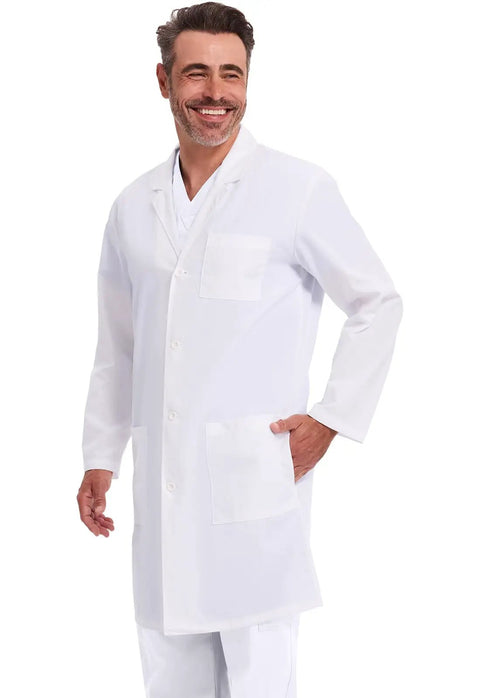 Unisex 40 Inch Scrub Lab Coat With Notched Lapel And Four Button Front For Medical Pros And Students White Pro Grade Medical Attire