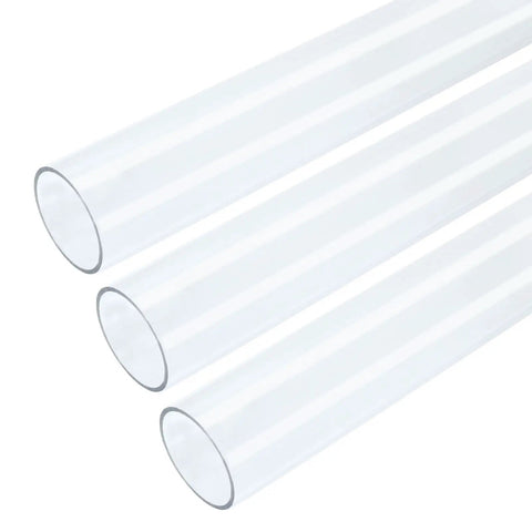 Three Pack Clear Rigid Polycarbonate Tubing, 1.14 In Inner Diameter, 1.26 In Outer Diameter, 12 In Length, High-Impact Transparent Tube