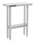 Heavy Duty 30 By 12 Stainless Steel Prep Table With Under Shelf And Rolling Storage Cart The Workhorse For Commercial Kitchens Outdoor Pizza Ovens And Laundry Garage Microwave Stand NSF Certified Rust Resistant, silver finish, front view.