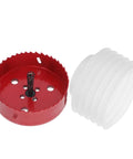 Bi Metal Hole Saw Kit With Drill Bit And Dust Collector Quick Release System 4 1 4 Inch shown in red and white