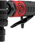 Heavy Duty Right Angle Air Die Grinder With A Slick Compact Build And 1/4 Inch Collet, featuring a 90-degree head and ergonomic handle.