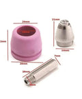 24 Piece Plasma Cutter Consumables Kit For Non-Touch Pilot Arc Cut-50 And Cut-60 ceramic cup, electrode, nozzle dimensions