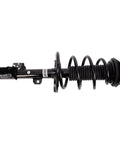 Straight Bolt On Front Left Strut And Coil Spring Assembly Gas Charged Shock with black spring and mount, side view.