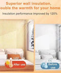 Smooth Operator Peel And Stick Wallpaper Roll Featuring 3D Linen Texture Thermal Insulated Waterproof Self Adhesive Wall Covering For Kitchen Bedroom Easy Install And Zero Drama Setup 50 By 35 Meter showing insulation performance before and after use.