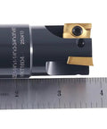 1-1/4 Inch Square Shoulder End Mill With Indexable Carbide Inserts, 3 Flutes, 1-1/4 Inch Shank, 3-3/4 Inch OAL, APKT1604 Inserts Included.