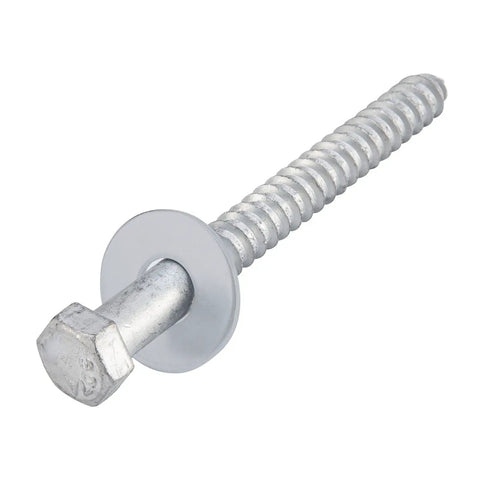 Drop Dead Reliable One Half Inch Hex Lag Screws And Bolts With Heavy Duty Coarse Threads And Hot Dip Galvanized Finish Including Corrosion Resistant Flat Washer For Tough Wood Work