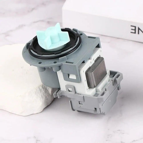 Direct Replacement Drain Pump Motor For Swan Washing Machine Delivers Quiet High Flow Water Removal Easy Install Space Saving Design Reliable Durability For Top Load And Compact Laundry Systems grey plastic and metal pump motor on white background