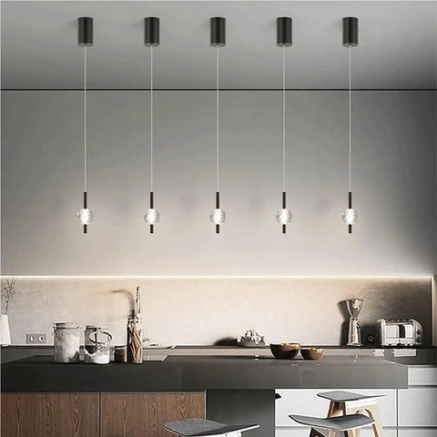 Nordic Minimalist Pendant Light With Glass Ball Shade And Metal Base Adjustable Hanging Lamp For Bedroom In Black