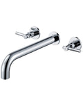 Wall Mount Tub Filler Chrome Faucet With Brass Construction, Double Handles, Ceramic Cartridge, One Half Inch NPT Inlets