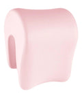 Light pink neck support memory foam pillow for office chair and desk all day comfort, adjustable slow return headrest, side view