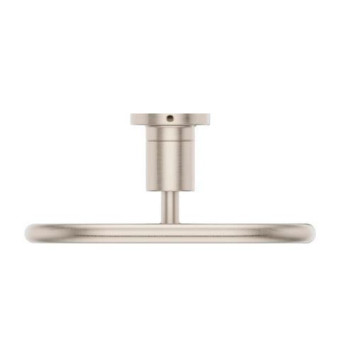 Brushed Nickel Towel Ring For Bathroom With Contemporary Style Concealed Screw Installation Premium Metal Construction Easy Two Hole Mount