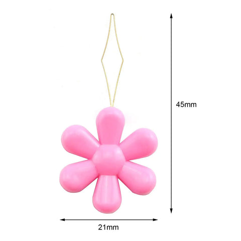 10 Pack Assorted Color Needle Threaders With Plastic Flower Head Wire Loop For Hand Stitching, size dimensions shown