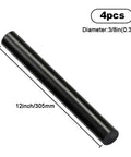 Four Pack Round Acetal Copolymer Rods Three Eighths Inch Diameter Twelve Inch Length Black POM C Rods For Precision Gears Bearings And Bushings Top Notch Machinable Non Marring And Standard Tolerance, black rod 3/8 in x 12 in