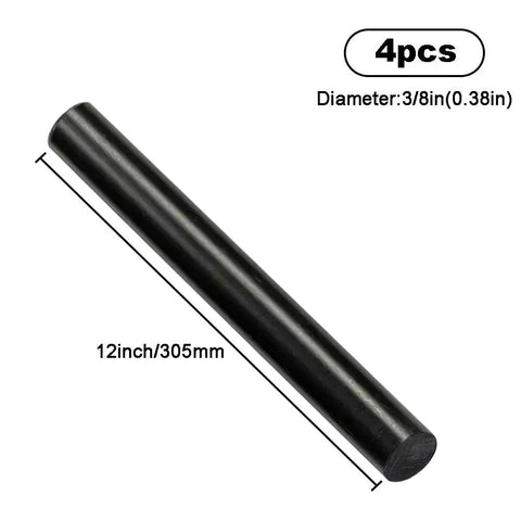 Four Pack Round Acetal Copolymer Rods Three Eighths Inch Diameter Twelve Inch Length Black POM C Rods For Precision Gears Bearings And Bushings Top Notch Machinable Non Marring And Standard Tolerance, black rod 3/8 in x 12 in