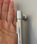 Clear Cabinet Door Bumpers Kit shown on silver handle, highlighting self adhesive soft rubber pads and noise dampening features.
