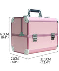 Durable Portable Aluminum Tool Box With Four Foldable Trays And Two Locking Clasps Heavy Duty Tool Chest Organizer in pink