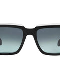 Front view of Inverness Rectangular Sunglasses Unisex RB2191 Dope Black On Transparent Frames With Blue Gradient Lenses 54 mm