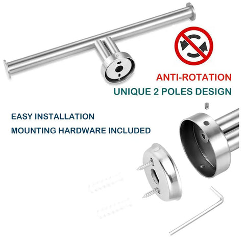 Wall Mounted Double Toilet Paper Holder In Brushed Nickel Stainless Steel SUS304 2 In 1 Dual Roll Holder disassembled view