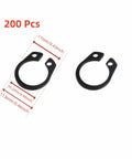 200 Pcs Three Eighths Inch Snap Rings Assortment Kit C Clip External Retaining Rings for Valves Bearings Electrical Appliances