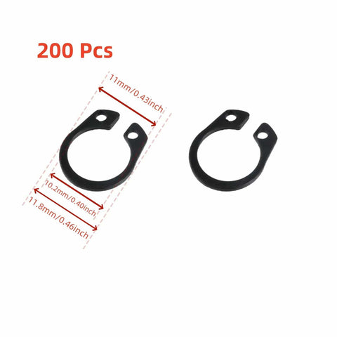 200 Pcs Three Eighths Inch Snap Rings Assortment Kit C Clip External Retaining Rings for Valves Bearings Electrical Appliances