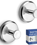 Suction Cup Hooks For Shower And Bathroom Towel Holder 2 Pack No Drilling on glass with packaging visible