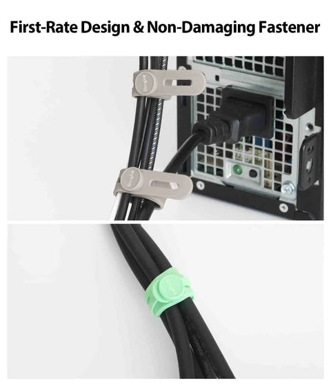 Silicone Cable Ties Reusable Flexible Cord Organizer With Adjustable Length Two Size Options Durable Clips Fifteen Pack In Five Modern Colors Perfect For Cables Home Office Travel Snacks And Hair securing cables on a device