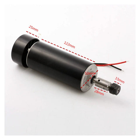 Pro Shop Rated Air Cooled Milling Spindle Motor 500W 12000 RPM with dimensions labeled, ideal for detail carving and engraving work.