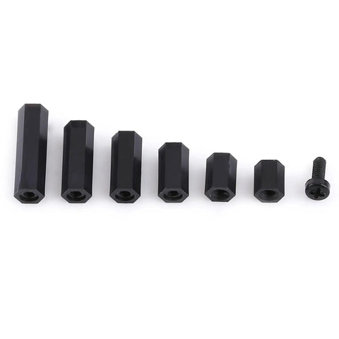 Rock Solid Nylon Standoff Spacer Kit For Circuit Boards With 250 Pieces Includes Male And Female Hex Pillars Anti Signal Interference Easy Mounting Great For Chip Thermal Channels M2 Dual Pass D Model, black nylon hex spacers
