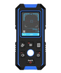 Precision Wall Scanner And Metal Detector Stud Finder showing LCD display and buttons for detecting wood nails, AC live wires, and copper pipes.