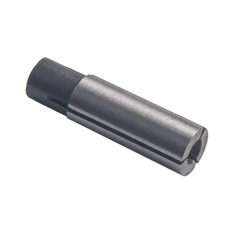 Rock Solid Collet Reducer Adaptor Shank Bit For 1/2 To 1/4 And 1/8 Inch CNC Router Spindles in metallic finish.