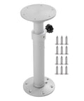 Adjustable Aluminum Table Leg With Telescoping Height From 445 To 685 mm Removable Base Frosted Silver Finish shown with screws