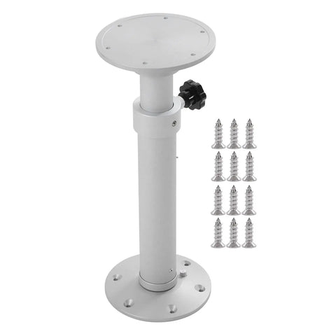 Adjustable Aluminum Table Leg With Telescoping Height From 445 To 685 mm Removable Base Frosted Silver Finish shown with screws