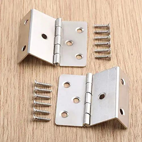 Two Pack Zinc Alloy Cabinet Door Hinge Set 43 By 17 mm Vintage Style Furniture Hardware Silver Finish with Screws
