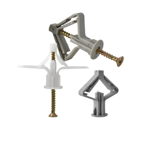 Heavy Duty Plastic Expansion Drywall Anchor Kit With Self Drilling Screws for gypsum board, hollow brick, fiberboard walls close-up