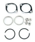 Heavy Duty Exhaust Flange Install Kit For Classic Motorcycle Cruisers Featuring Premium Sealing Bolts, chrome flanges and sealing rings.