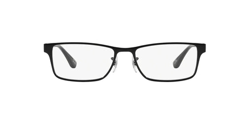 Unisex RX6238 Square Prescription Eyewear Frames in Shiny Black with Demo Lens, Eye Size 53mm, front view