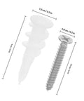 50 Sets Drywall Anchors And Screws Expansion Tubes Kit With Stainless Steel And Plastic showing screw and anchor dimensions