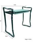 Side view of Grab And Go Foldable Garden Kneeler Seat With Two Pocket Tool Bag Pouch and EVA Foam Knee Pad, size 23.6x10.6x19.3 inches.