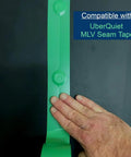Hand pressing UberQuiet MLV seam tape compatible with 1 Inch Cap Nails for Mass Loaded Vinyl Installations, Ring Shank, Electro Galvanized