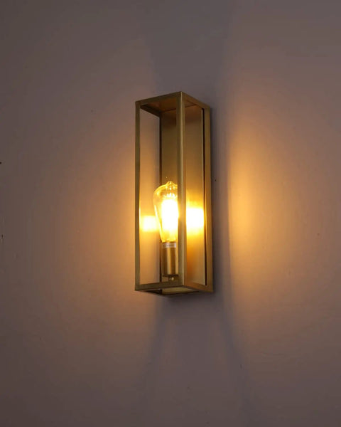 Outdoor Wall Light Waterproof Exterior Sconce With A Dope Brushed Brass Frame And Clear Glass Shade For Porch Entryway Or Front Door E26 Base Socket Bulb Not Included Weather Resistant Durable Outdoor Lighting Fixture For Indoor Or Outdoor Use on wall