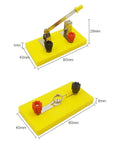 Build An Easy Electromagnet And Simple Circuit Kit with yellow switches on 80mm platform for experiments in compact science box