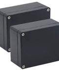 2 Pack IP65 Waterproof ABS Plastic Project Box Junction Boxes For DIYers Electronics Weatherproof Electrical Case Power Enclosure Black Outer Dimensions 4.53 By 3.54 By 2.17 Inches, black ABS boxes