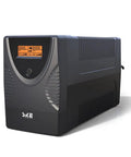 850VA 480W UPS Battery Backup And Surge Protector With LCD Display And AVR Regulation, black unit with orange screen display