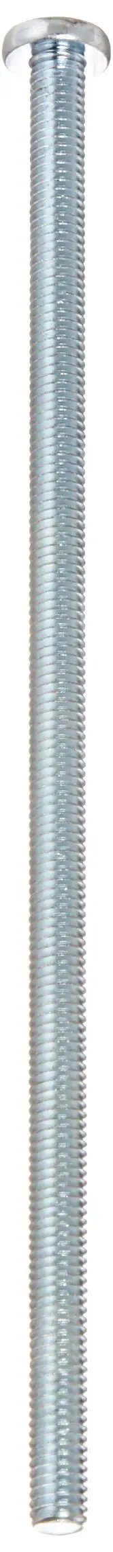 Pro Grade Zinc Plated Steel Pan Head Machine Screws With Phillips Number 2 Drive And Number 10-32 Threads Five Inches Long Fully Threaded, single screw, side view, features visible threading.