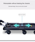 Heavy Duty Folding Flatbed Cart With Slick Retractable Chassis Smooth Rolling Portable Platform Truck showing retractable chassis feature.