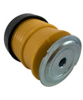 Direct Bolt On Body Mount Bushing Kit For Ford F250 F350 F450 F550 Trucks 2008 Through 2016 showing yellow bushing and metal cap.